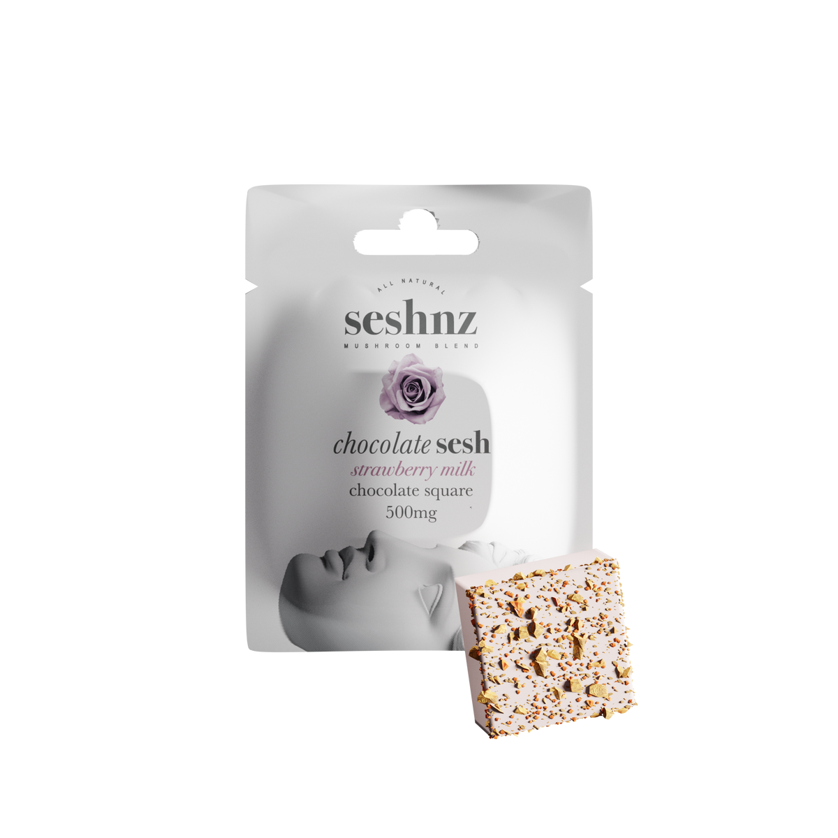 SESHNZ 500 mg mushroom blend chocolate bite - Strawberry Milk