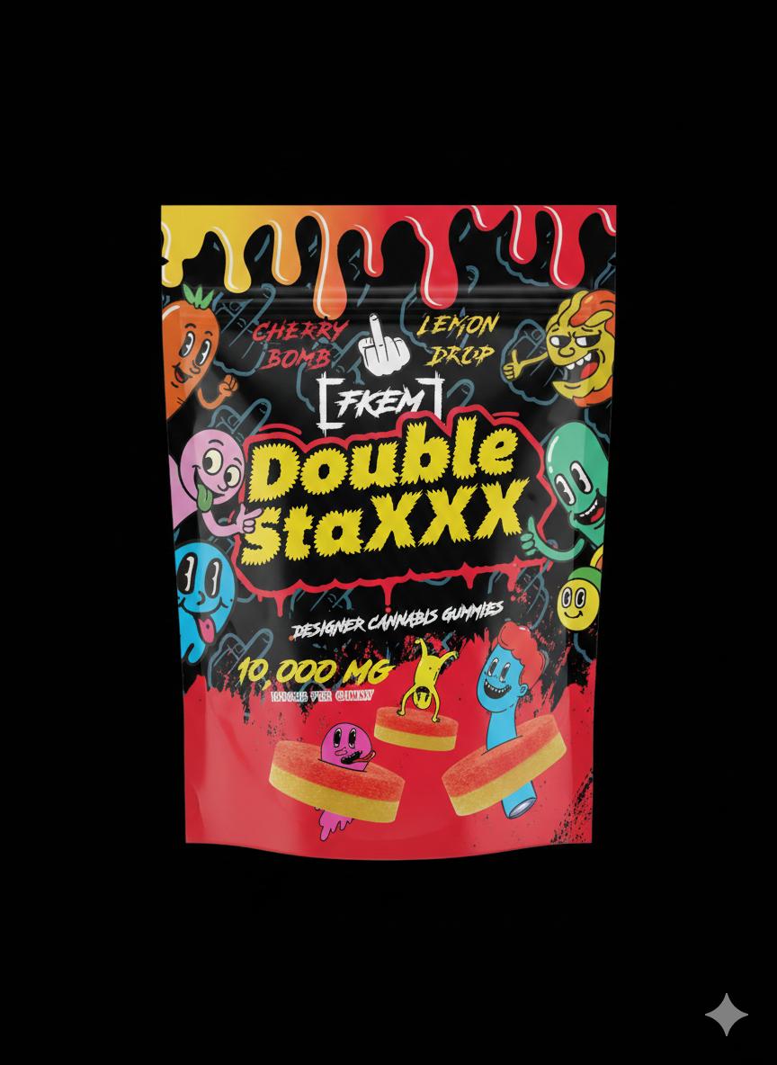 FK / Gummy 10000 mg /  DOUBLE STAXX / Cherry Bomb / Lemon Drop / Hybrid / pk 1 / $120 ea.