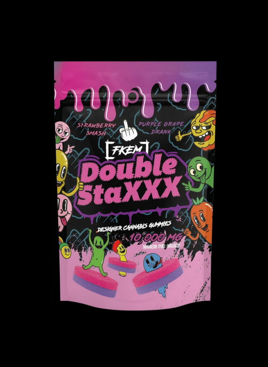 FKEM | Gummy 10000 mg |  DOUBLE STAXX | Strawberry Smash | Purple Grape Drank | SATIVA | Pk 1