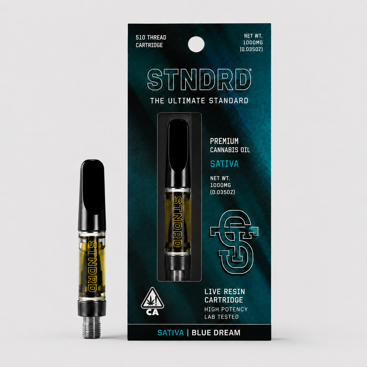 STNDRD Blue Dream 1g live resin cartridge, Sativa, 510 thread, 1000mg