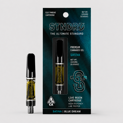 STNDRD Blue Dream 1g live resin cartridge, Sativa, 510 thread, 1000mg