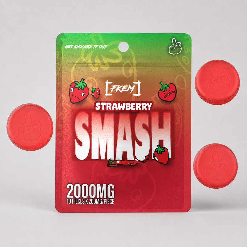 FKEM Strawberry Smash gummies, 2000mg pack of 10