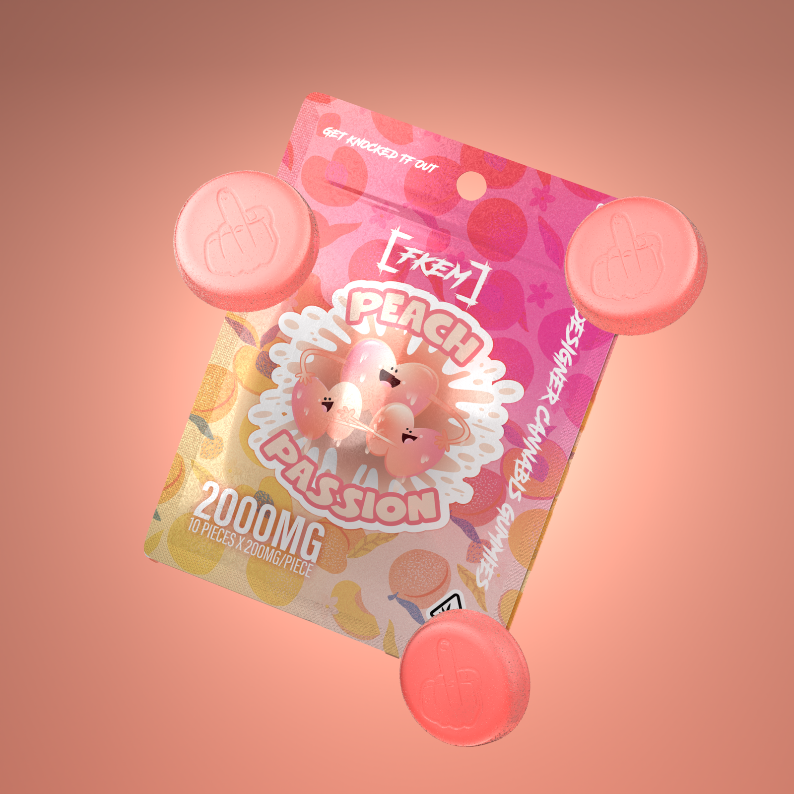 FKEM / Gummy 2000 mg / Peach Passion / INDICA / pk 1