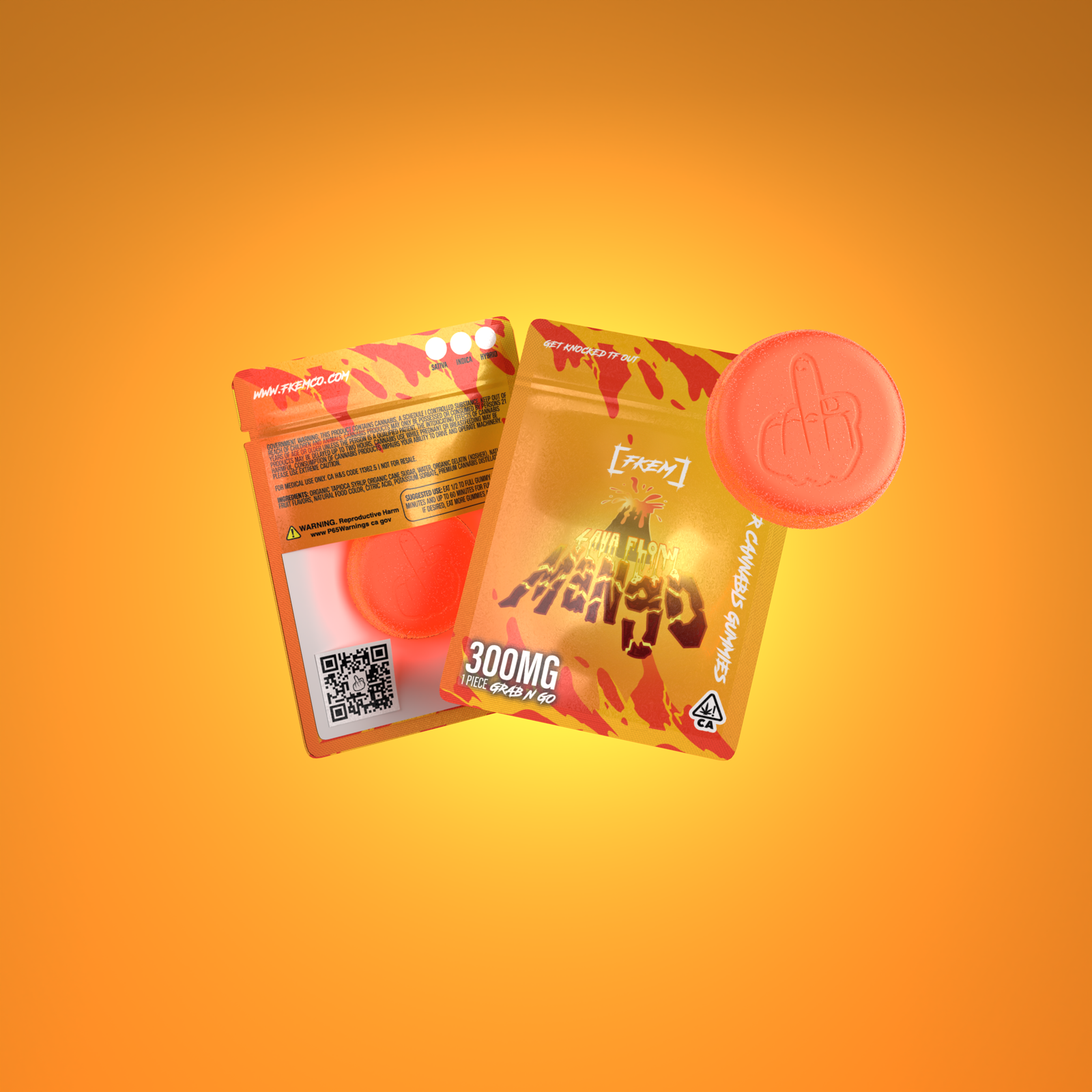 FKEM / Gummy  300 mg / Lava Flow Mango / HYBRID / singles / pk1