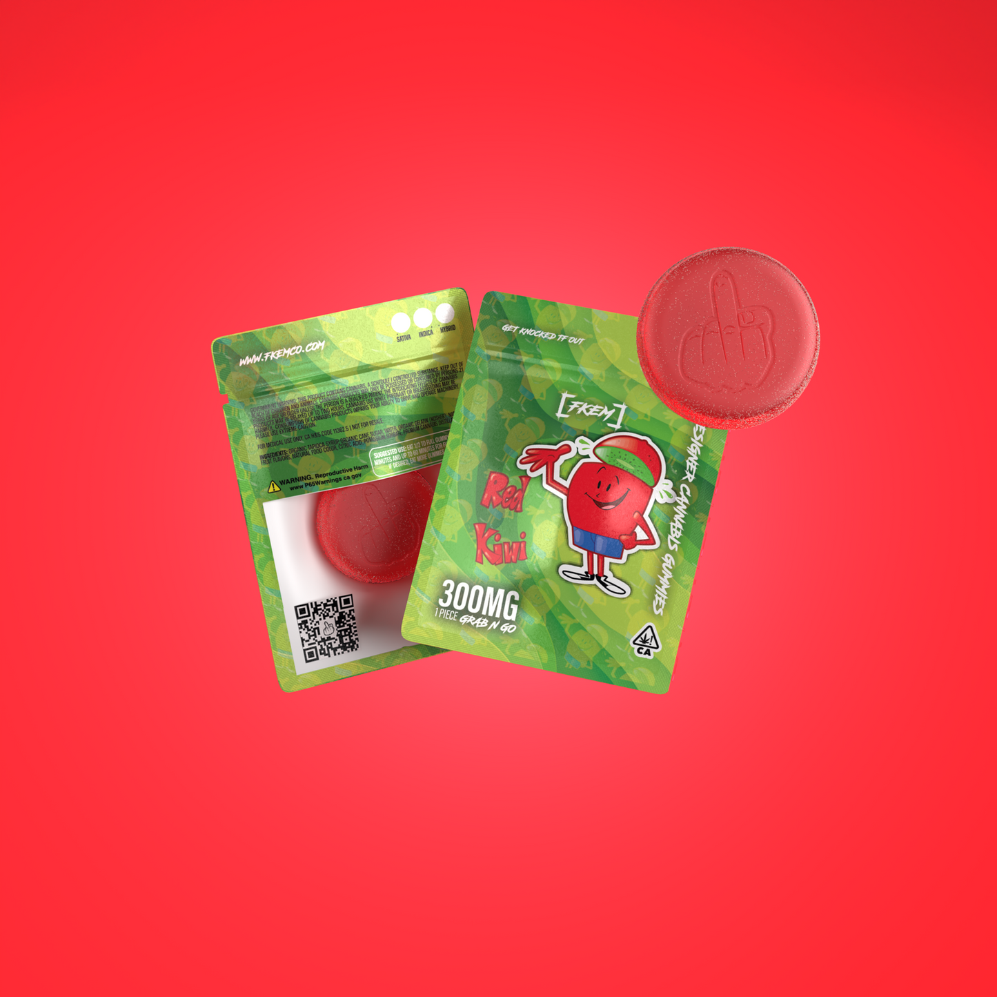 FKEM / Gummy  300 mg / Red Kiwi / SATIVA / singles / pk 1