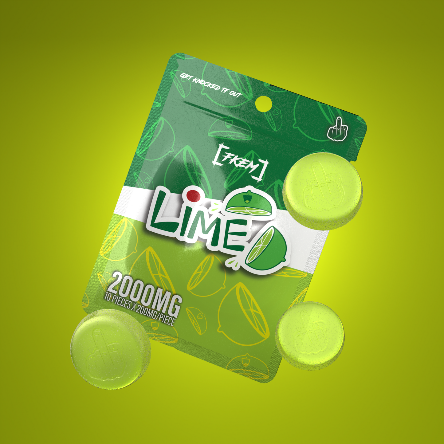 FK / Gummy 2000 mg / Lime / INDICA / pk 1