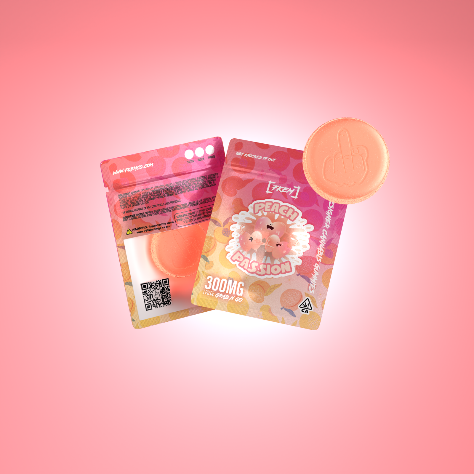 FKEM / Gummy  300 mg / Peach Passion / INDICA / singles / pk 1