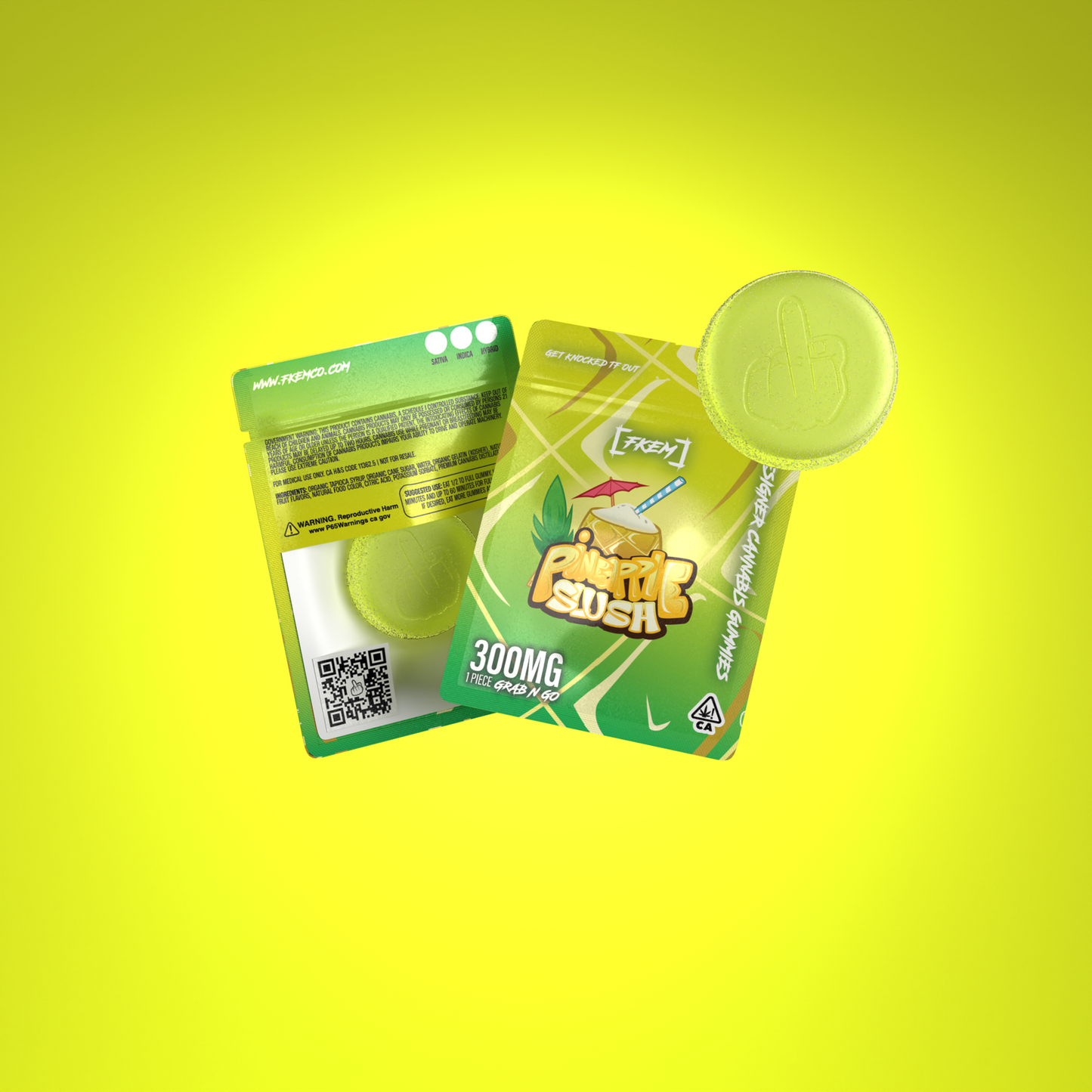 FKEM / Gummy  300 mg / Pineapple Slush / SATIVA / singles / pk 1