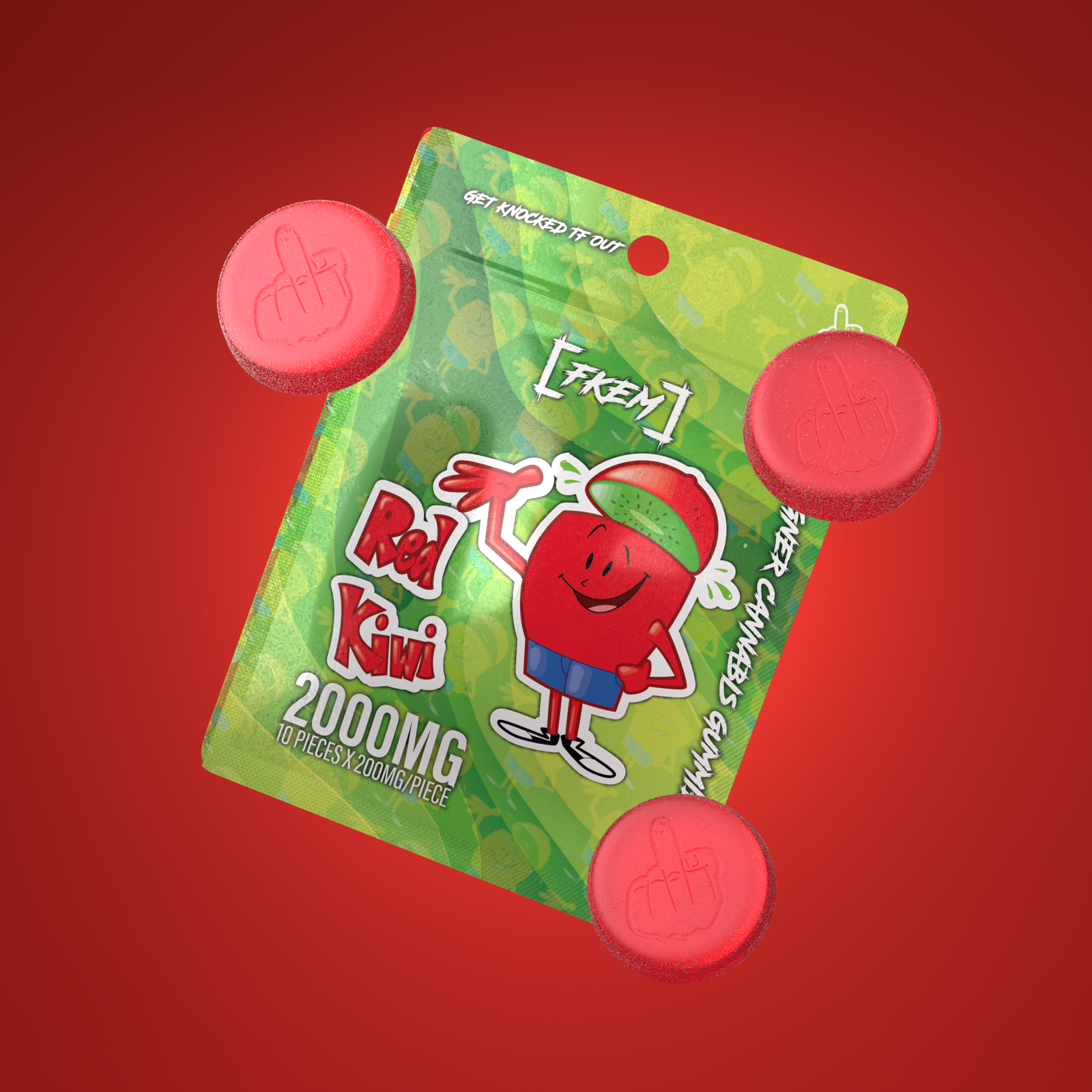 FKEM / Gummy 2000 mg / Red Kiwi / HYBRID / pk 1