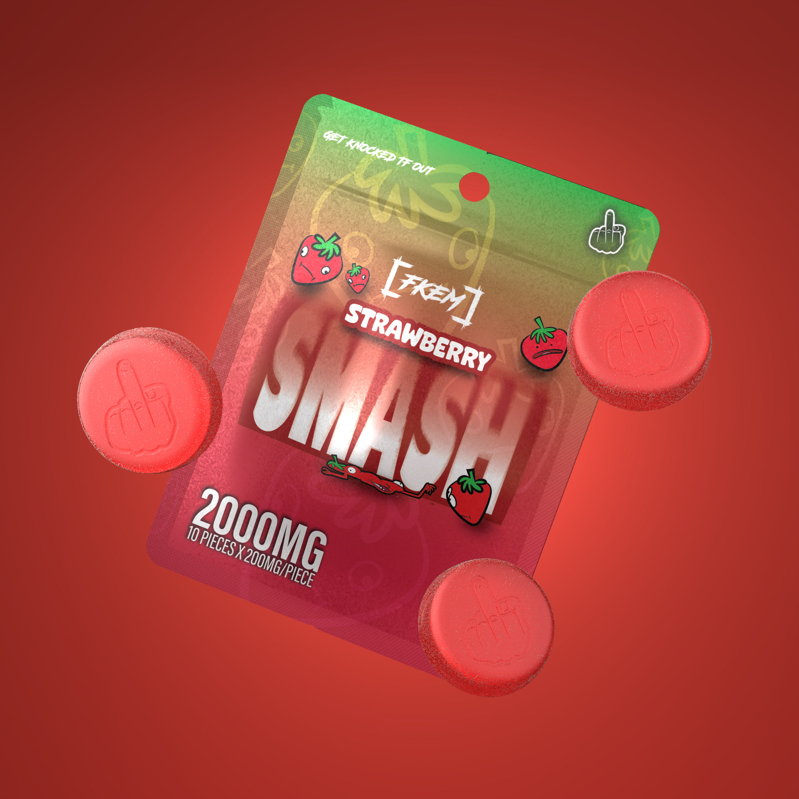 FK / Gummy 2000 mg / Strawberry Smash / Indica / pk 1