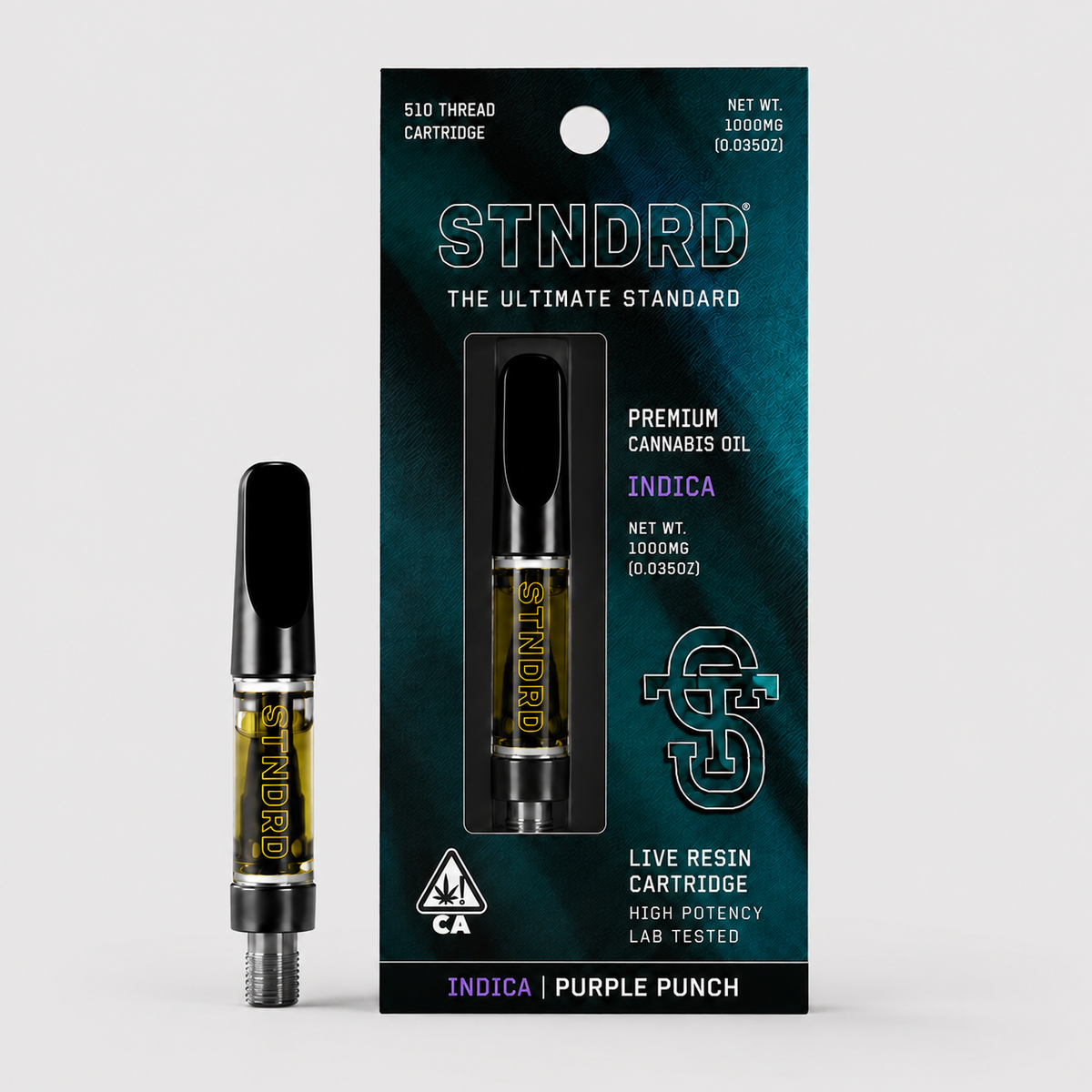 STNDRD Purple Punch 1g live resin cartridge, Indica, 510 thread, 1000mg
