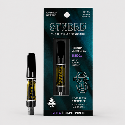 STNDRD Purple Punch 1g live resin cartridge, Indica, 510 thread, 1000mg