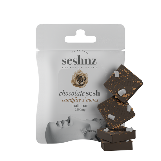 seshnz chocolate half bar | 2500 mg | campfire s'mores | pk 15 | $10 ea.