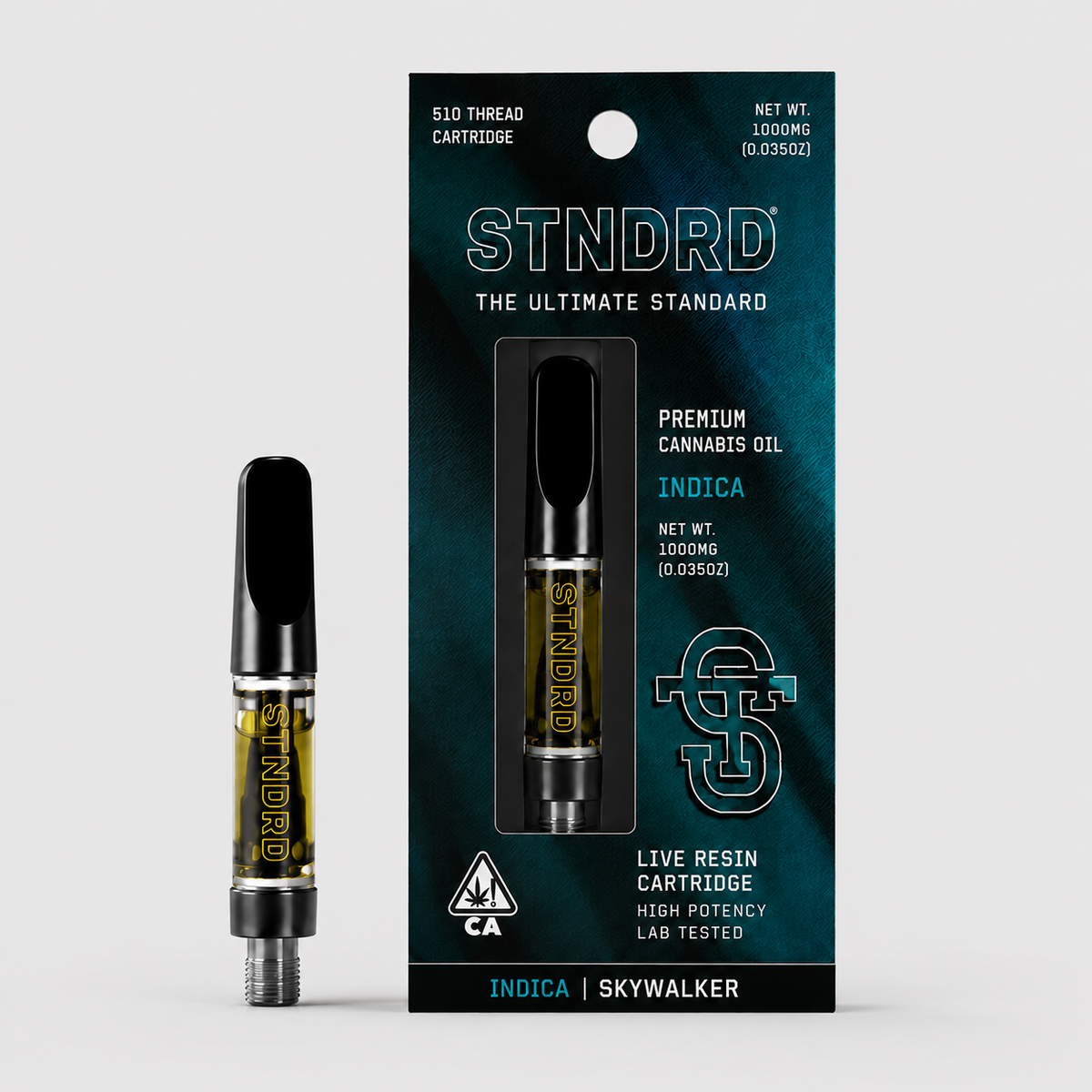 STNDRD Skywalker 1g live resin cartridge, Indica, 510 thread, 1000mg