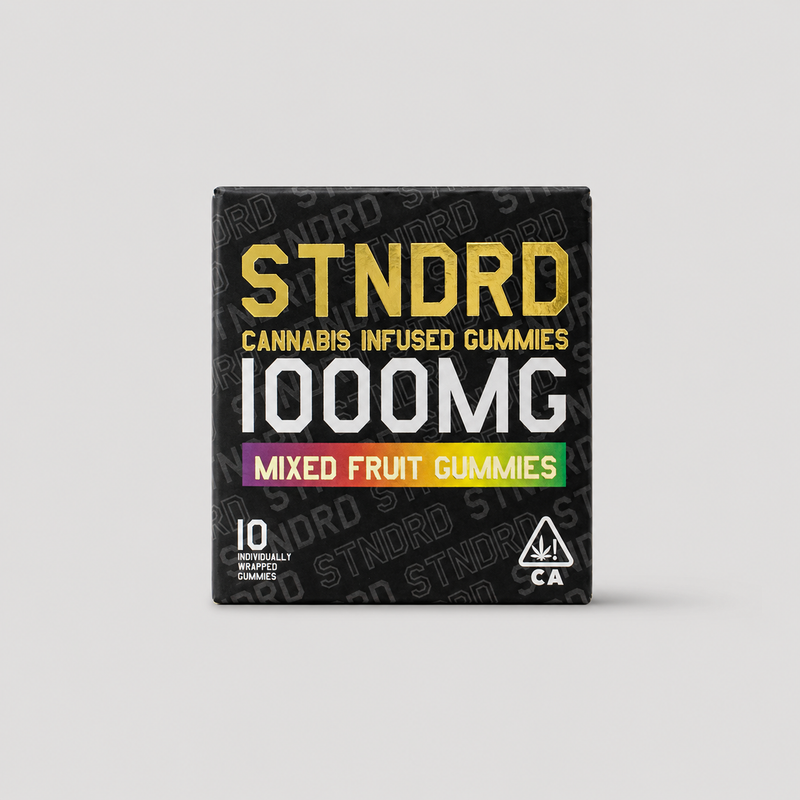 STNDRD 1000mg cannabis infused gummies, Mixed Fruit, 10 individually wrapped gummies
