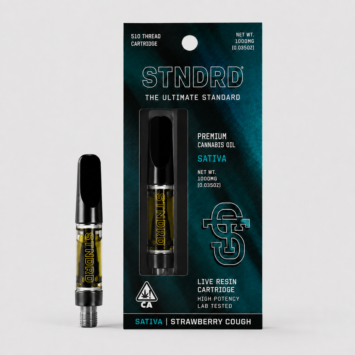 STNDRD Strawberry Cough 1g live resin cartridge, Sativa, 510 thread, 1000mg