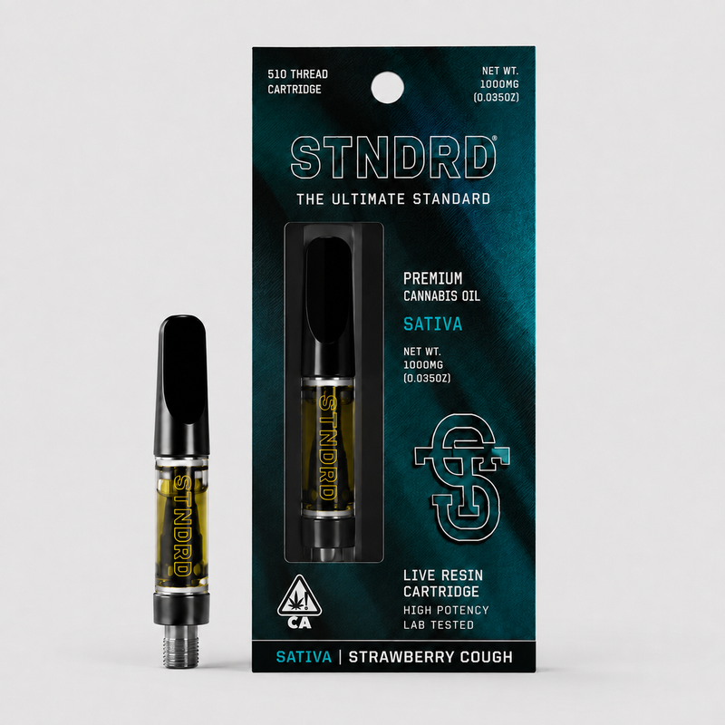 STNDRD Strawberry Cough 1g live resin cartridge, Sativa, 510 thread, 1000mg