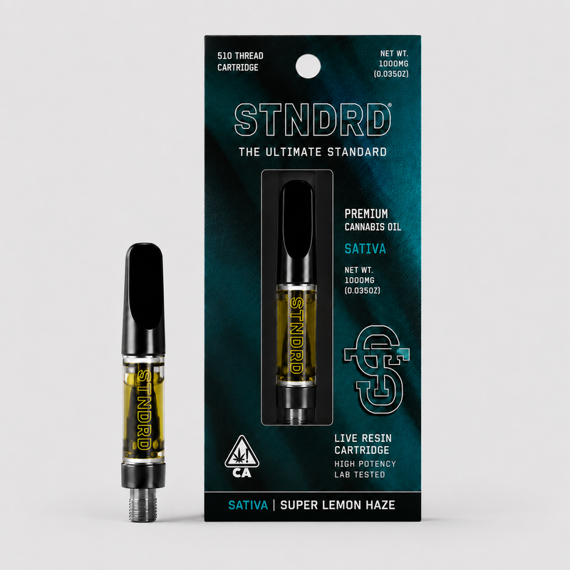 STNDRD Super Lemon Haze 1g live resin cartridge, Sativa, 510 thread, 1000mg